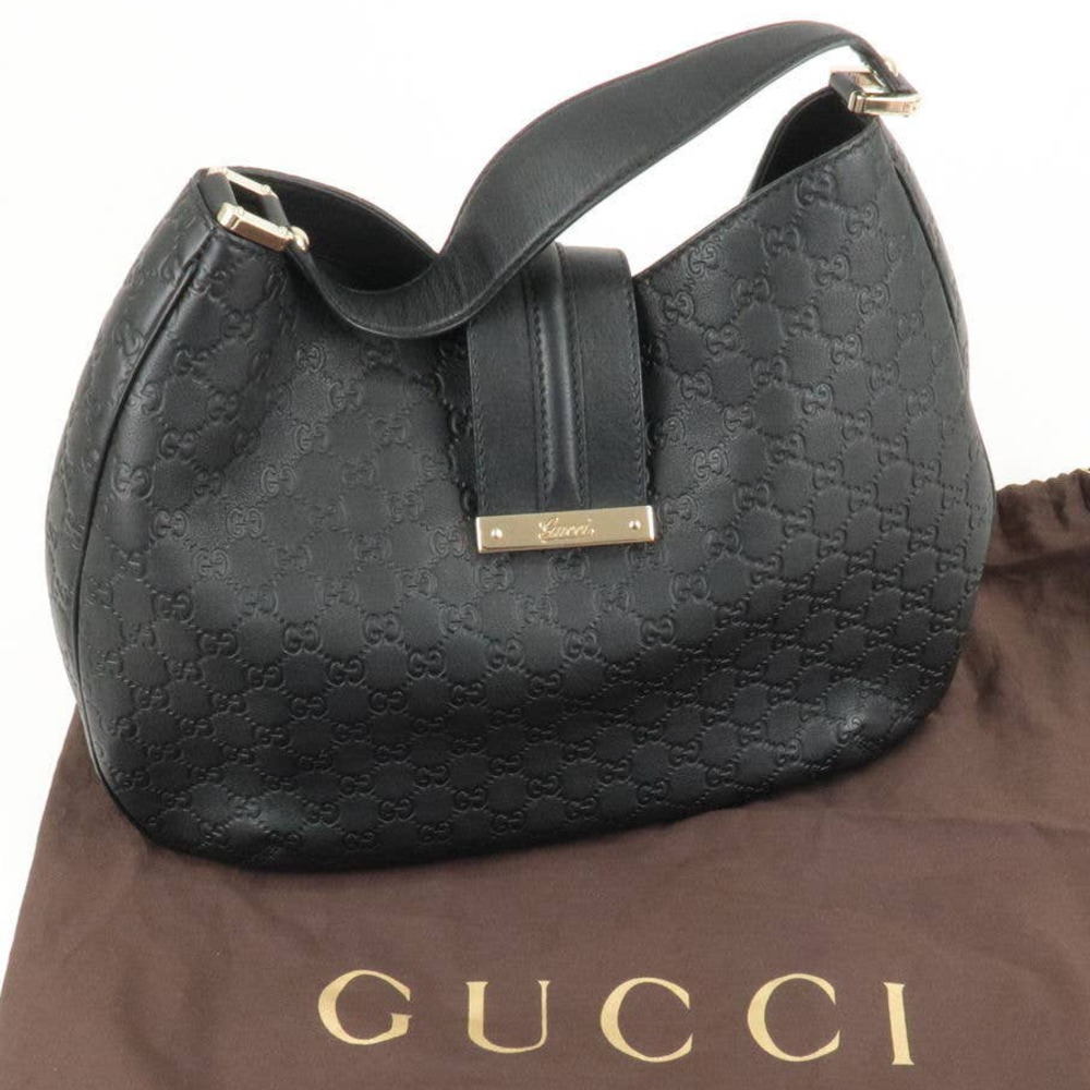 💎✨BEAUTIFUL✨💎 AUTHENTIC GUCCI Guccissima Leather Shoulder Bag Hand Bag Black